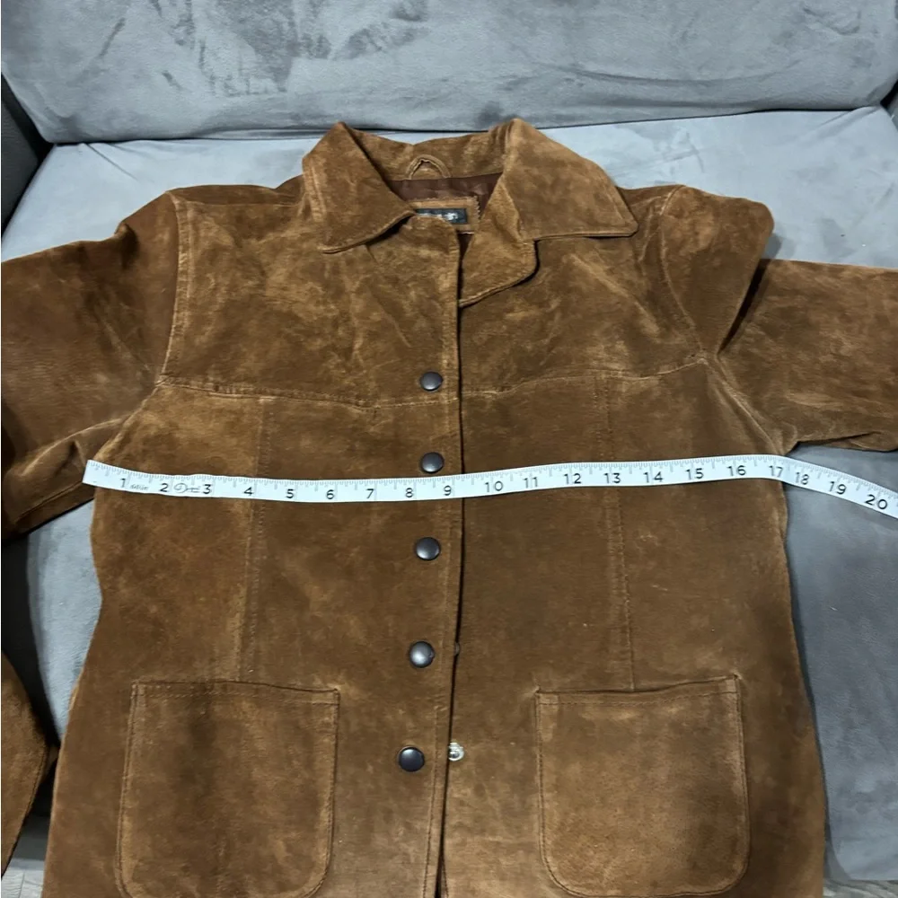 LAGUNA GIRL VINTAGE RETRO GENUINE SUEDE Brown Coat Lined Snap Closure Size M - Picture 8 of 12